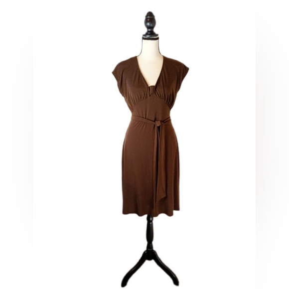 Vintage 90's :: Attention Sexy Brown Dress Tie at Waist Cap Sleeve Dress Size S - Picture 2 of 9